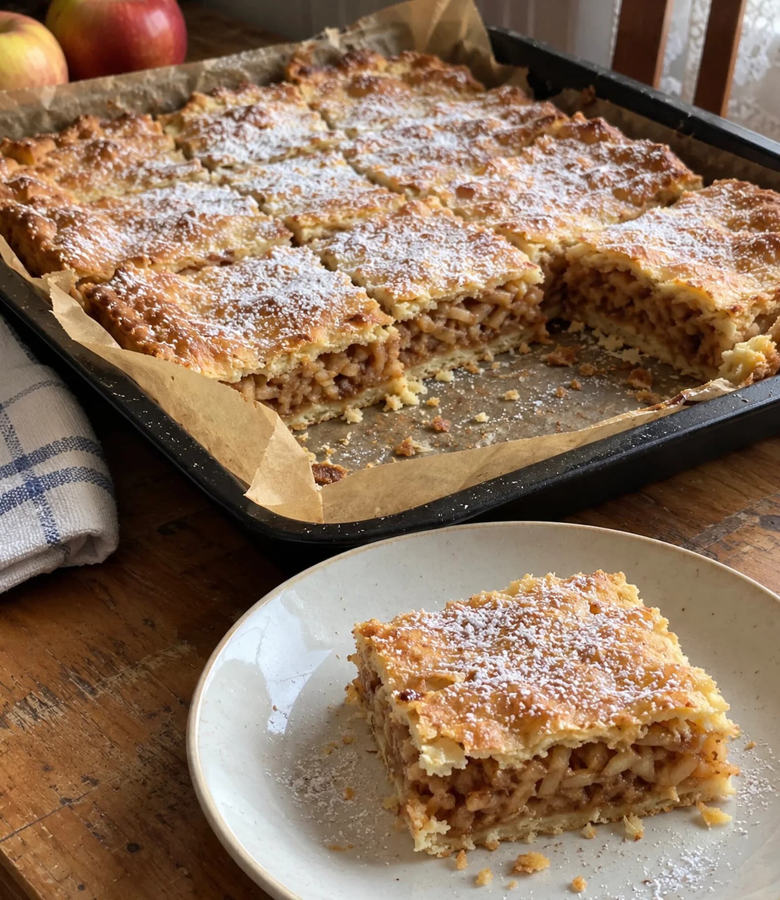 Omlós házi almás pite gazdag fahéjas töltelékkel – részletes recept